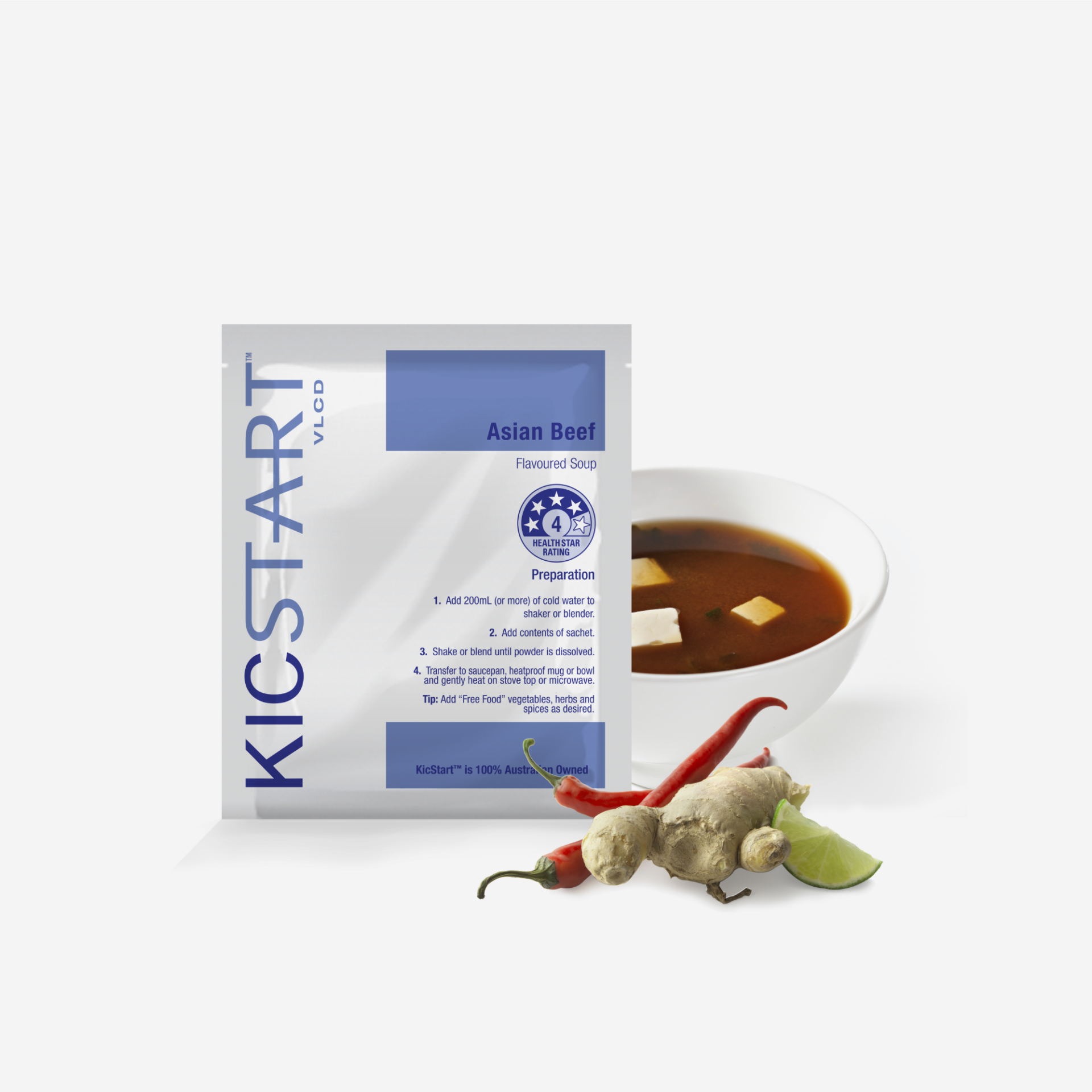 KicStart Asian Beef Soup 55g Sachet